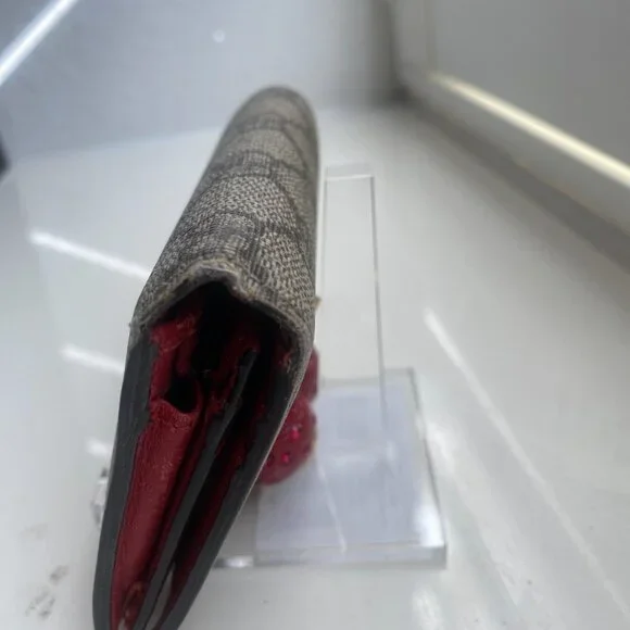 GUCCI GG Supreme Monogram Cherry Embellished Card Case Wallet Hibiscus Red - Picture 5 of 13